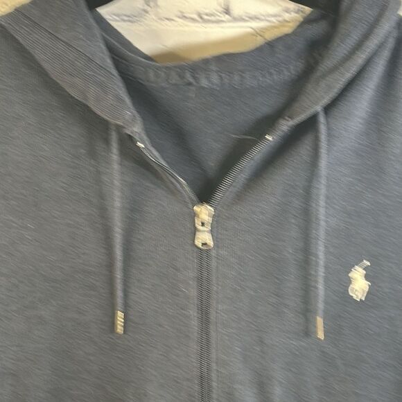 ✨ Men’s Navy Blue Polo Zip-Up Jacket with Hood - Size Large, Tag Missing - Picture 3 of 5